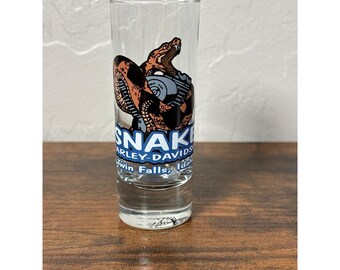 Harley-Davidson Snake River Twin Falls Idaho Rattlesnake Shot Glass 2004 Shooter