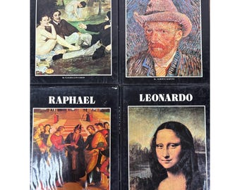Avenel ArtLibrary 4 Bücher Set Leonardo Raphael Van Gogh Manet Hardcover Vintage