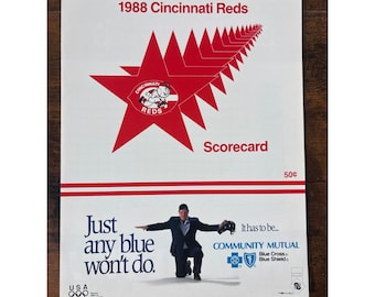 Vintage 1988 Cincinnati Reds Scorecard Program vs St Louis Cardinals MLB 80s