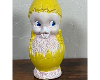 VNTG Irwin Yellow Chick in Egg Squeeze Toy Plastic Easter Squeaker Mid Century