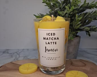 Iced Matcha Latte Lemon Kerze | Duftkerze Zitrone | Für Matcha Liebhaber | Geschenkidee | Minimalistisch | Tischdeko
