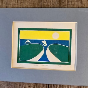 Lino Cut Print - &quot;Sunny Sailing&quot;