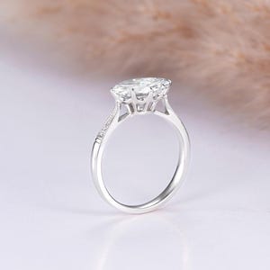 Filigree Lab Diamond East To West Marquise Solitaire Engagement Ring White Gold Gold Vintage Bridal Ring Unique Personalized Wedding Ring