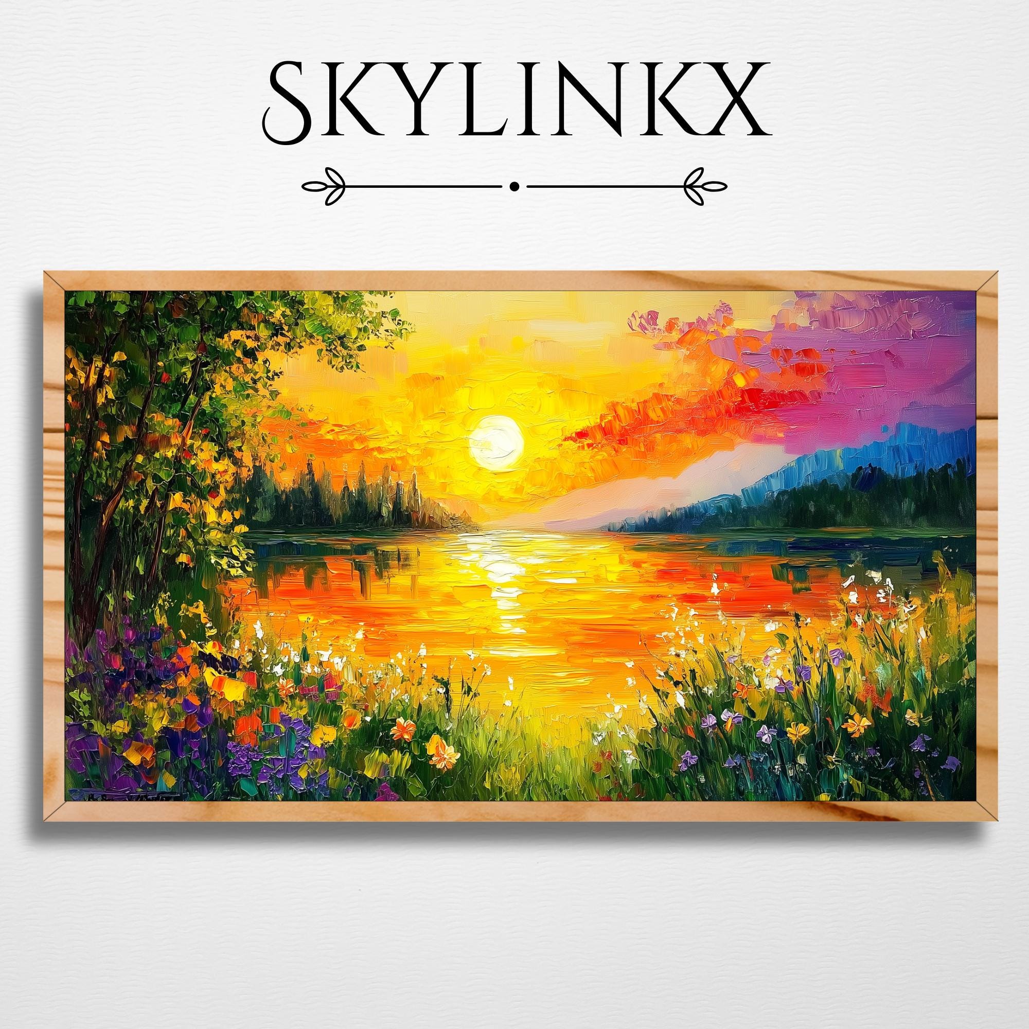 夏の夕焼けセレナーデ - 印象派の油絵スタイル、デジタルフレームTV