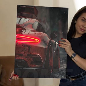 High-Quality Automotive Poster, Neon Lights PVC LED Wall Art, Custom Backlit Poster, Car Gift, Enthusiast Delight, Car Wall Art