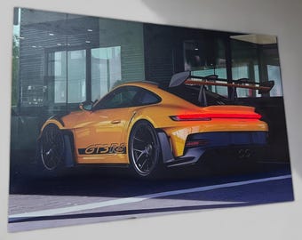 Automotive Poster with Neon Lights, Acrylic LED Wall Art, Custom Backlit Poster, Car Enthusiast Gift, High-Quality