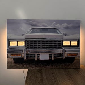 Neon Light Wall Art with Car, Automotive Poster with Neon Car for Man Cave, Automotive Backlit Wall Art for Garage, Custom Neon Wall Art