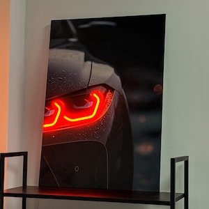 Poster automobilistico con luci al neon, arte murale a LED in PVC, poster retroilluminato personalizzato, regalo per appassionati di auto, alta qualità