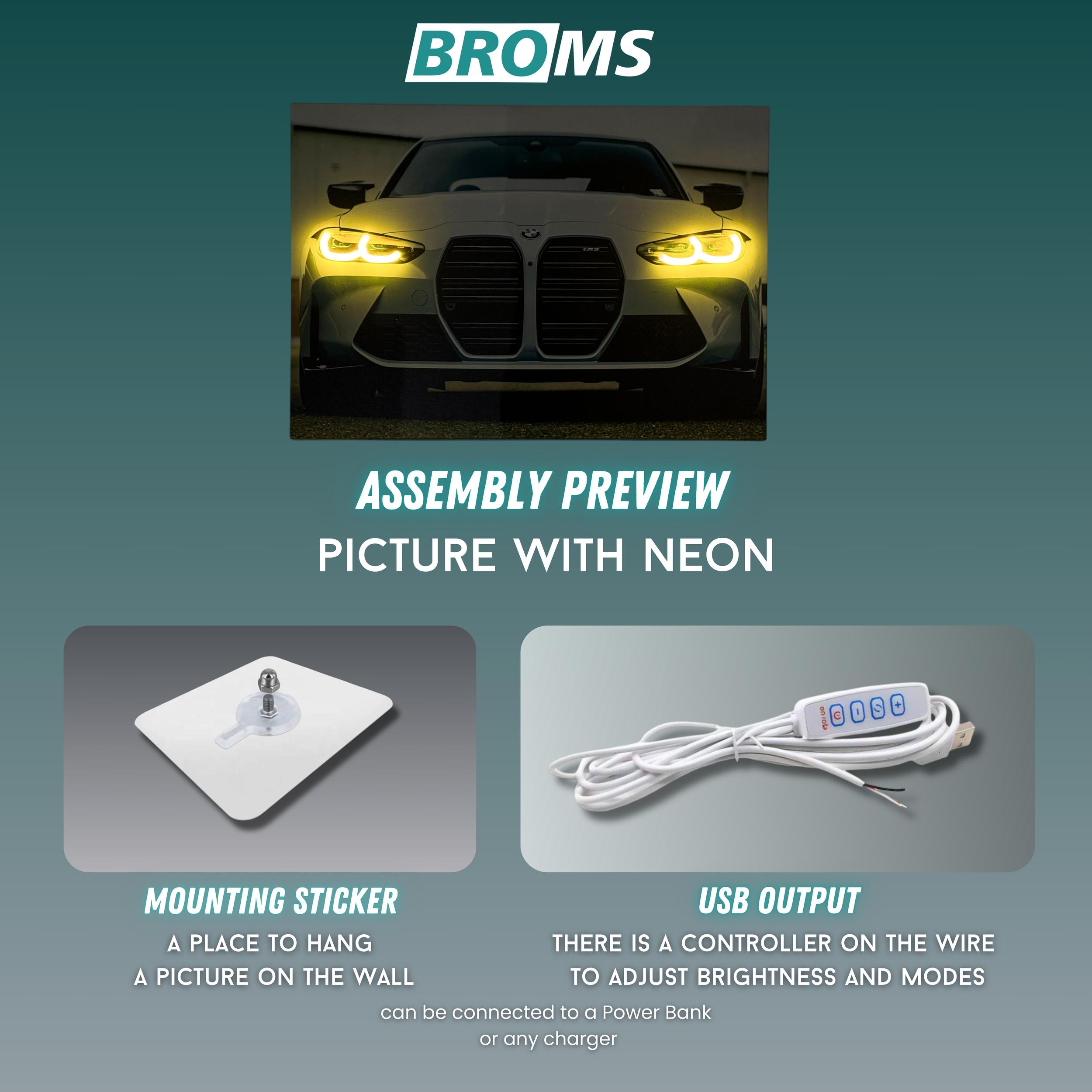 Automotive Neon Lights Custom Led Car Poster Pvc Car Print Car Neon