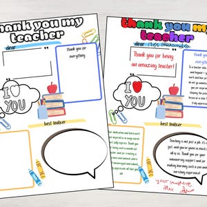 Thank You Teacher Printable PDF – End of Year Gift From Kids ...