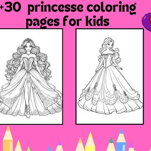 Princess Coloring Pages: 30 Printable Coloring Sheets (A4, Instant Download)