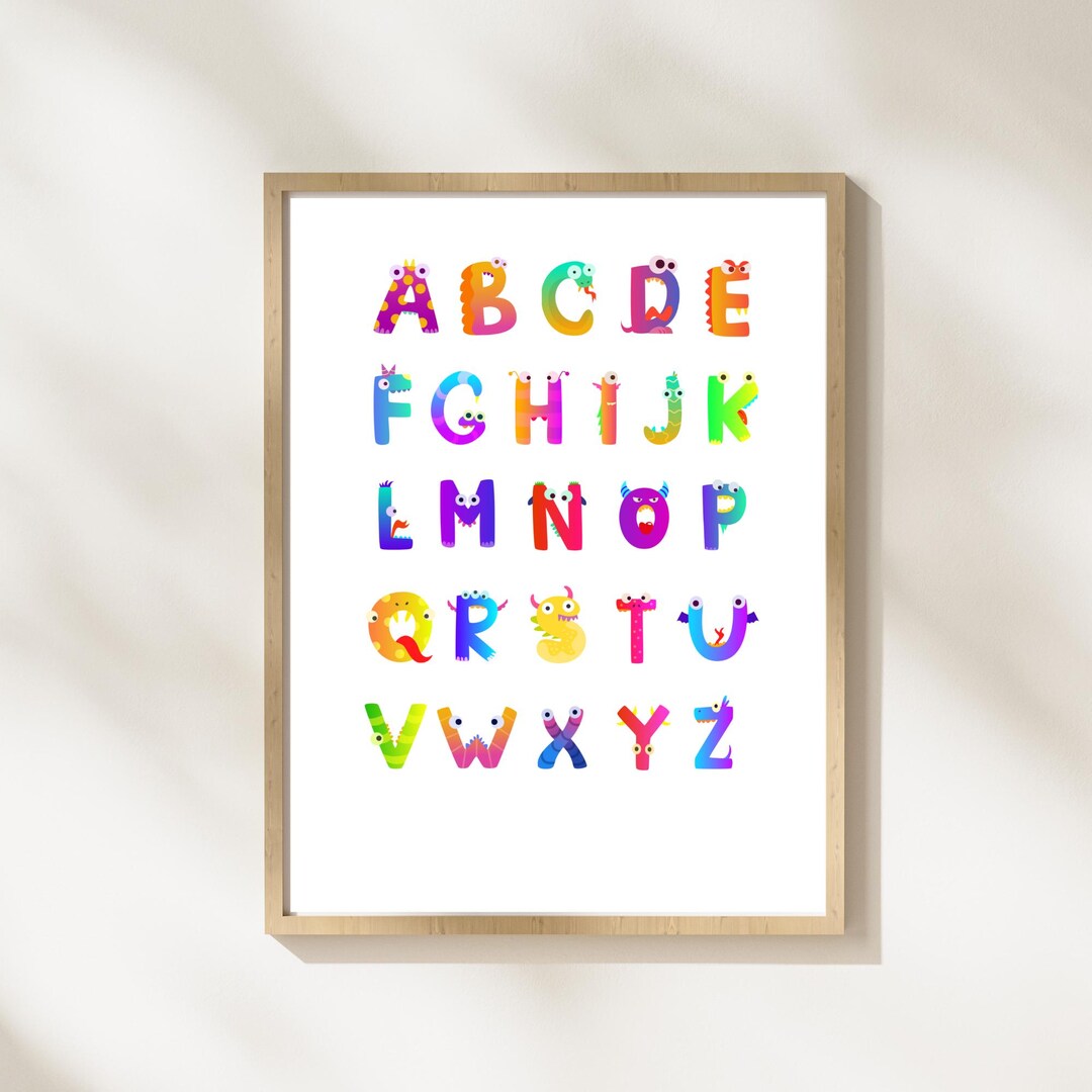 Alphabet Poster Kids Learning Chart Classroom Decor Printable Abc Wall ...