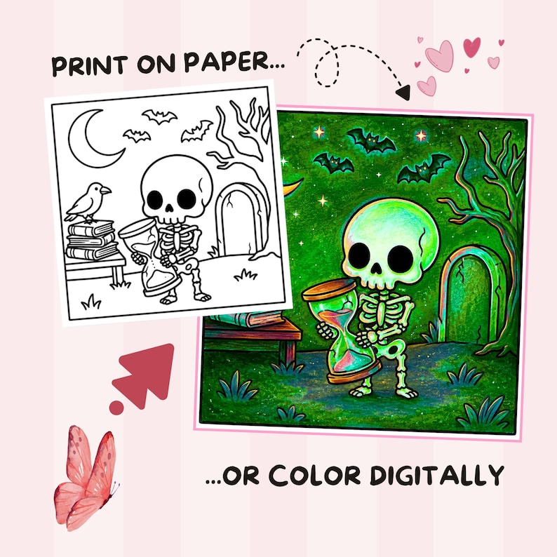 Cozy spooky coloring book adorable ghosts pumpkins black cat autumn nights haunted house glowing lanterns mushrooms ravens witches broom potion bottles moonlight stars spider webs friendly monsters cute Halloween scenes relaxing coloring activity kawaii illustrations cozy fall vibes printable coloring pages hand drawn artwork stress relief coloring mindful creativity seasonal coloring book