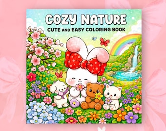 Cozy Nature Coloring Book Cute Cozy Coloring Pages for Adults Relaxing Nature Coloring Book Printable PDF Kawaii Coloring Book Easy Pages