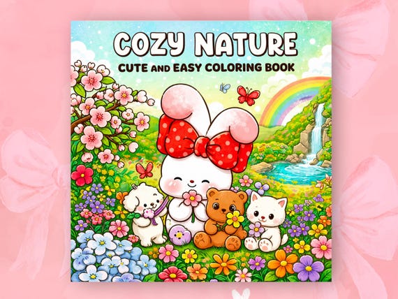 Cozy Nature Coloring Book Cute Cozy Coloring Pages for Adults Relaxing Nature Coloring Book Printable PDF Kawaii Coloring Book Easy Pages