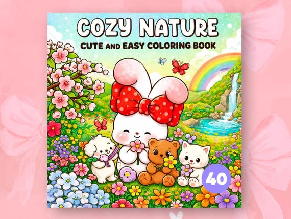 Cozy Nature Coloring Book Cute Cozy Coloring Pages for Adults Relaxing Nature Coloring Book Printable PDF Kawaii Coloring Book Easy Pages