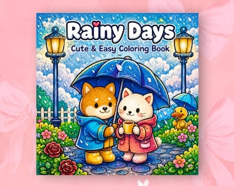 Rainy Days Coloring Book Cozy Rain Scenes Cute Indoor Coloring Pages Bold Easy Relaxing Art cozy coloring book Adult Stress Relief PDF