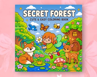 Forest Coloring Book Cozy Forest Coloring Pages for Adults Relaxing Nature Coloring Book Printable PDF Cute Kawaii Easy Coloring Pages