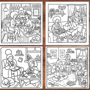 black girls moments coloring pages stylish black girls coloring book empowering illustrations confidence beauty fashion creativity and positive lifestyle scenes relaxing coloring activity simple easy designs stress relief and mindfulness