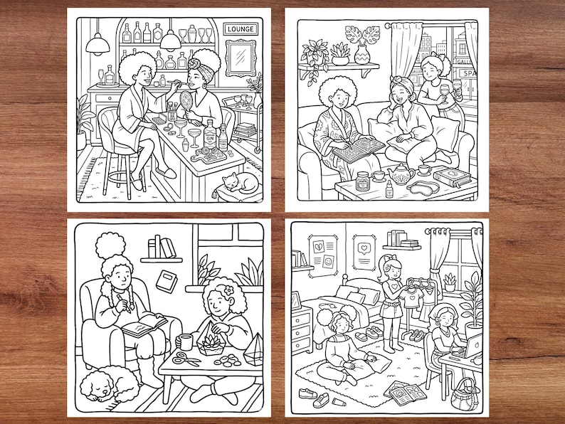 black girls moments coloring pages stylish black girls coloring book empowering illustrations confidence beauty fashion creativity and positive lifestyle scenes relaxing coloring activity simple easy designs stress relief and mindfulness