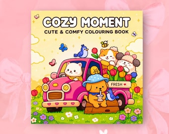 Cozy Moments Coloring Book Cute Cozy Coloring Pages for Adults Relaxing Comfy Days Coloring Book Printable PDF Kawaii Easy Coloring Pages