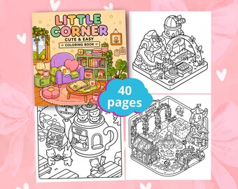 Little Corner Coloring Book, Cozy Corner Coloring Pages, Cute Aesthetic Spaces, Bold Easy Relaxing Art, Printable PDF Stress Relief Coloring