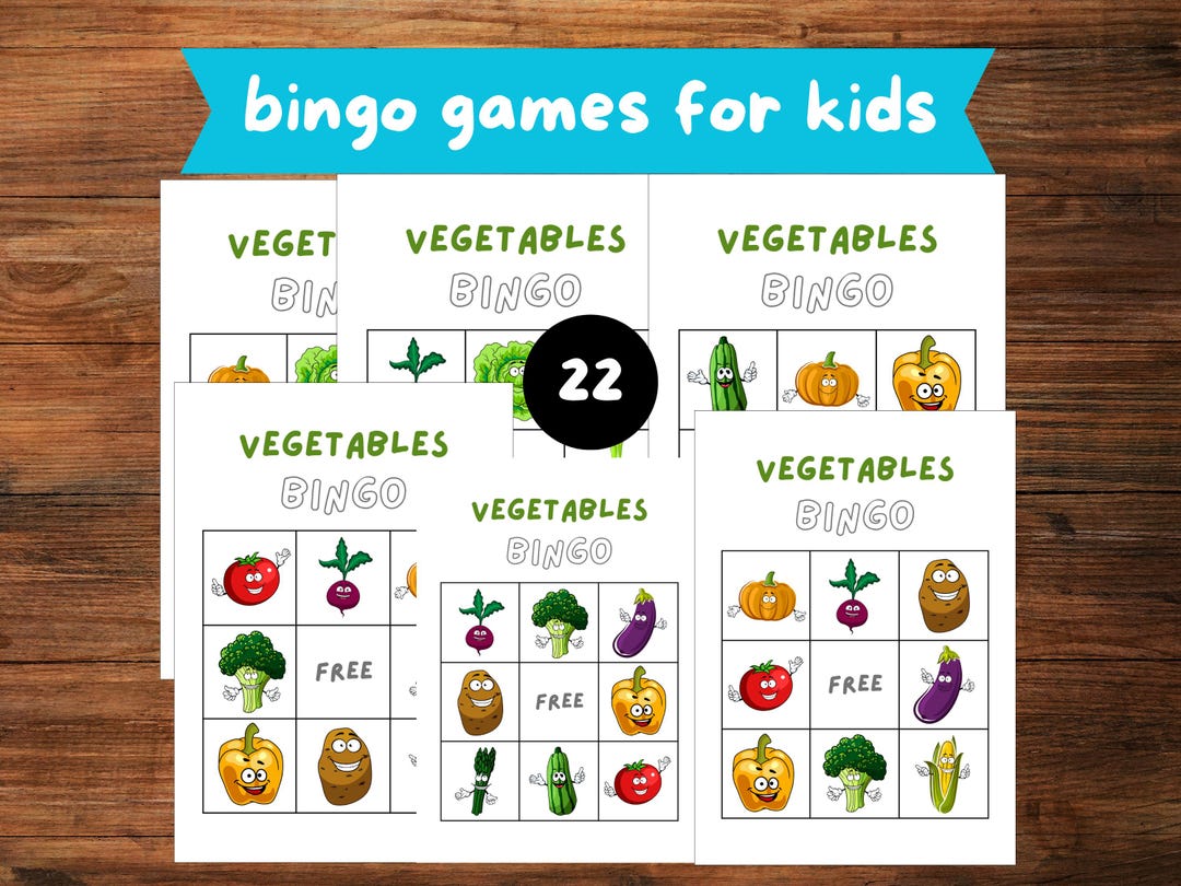 Vegetable and Fruit Bingo Game for Kids Printable 22 Pages A4 ...