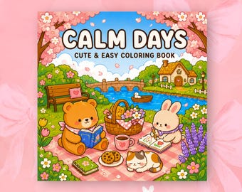 Calm Days Coloring Book Cozy Relaxing Coloring Pages Peaceful Daily Scenes Bold Easy Art Printable PDF Stress Relief Adult Coloring donwload