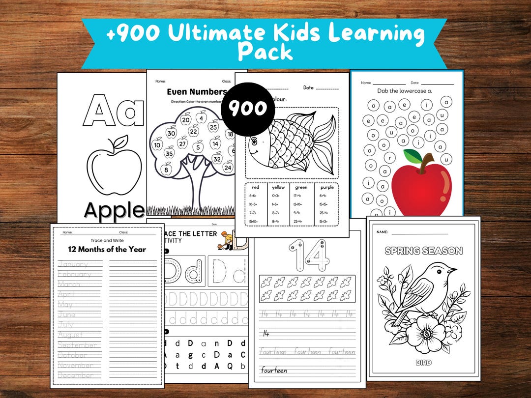 Preschool Learning Bundle 900+ Worksheets Printable Alphabet Math ...