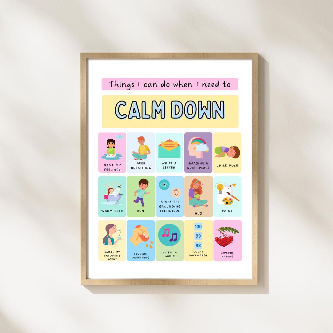 Calm Down Strategies Printable Chart for Kids Self Regulation Poster ...