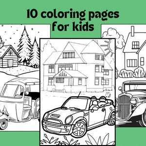 10 Fun and Creative Kids Coloring Pages – Printable Designs for Children, Instant Download, Perfect for Home & School Activities!