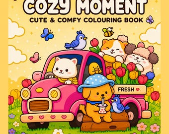 Cozy Moments Coloring Book Cute Cozy Coloring Pages for Adults Relaxing Comfy Days Coloring Book Printable PDF Kawaii Easy Coloring Pages