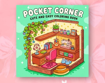 Pocket Corner Coloring Book Cozy Tiny Spaces Coloring Pages Cute Mini Cozy Scenes Bold Easy Coloring Printable PDF Adult Stress Relief