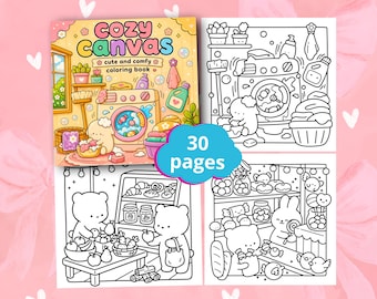Cozy Canvas Coloring Book, Artistic Cozy Coloring Pages, Creative Art Scenes, Bold Easy Relaxing Designs, Printable  Stress Relief Coloring