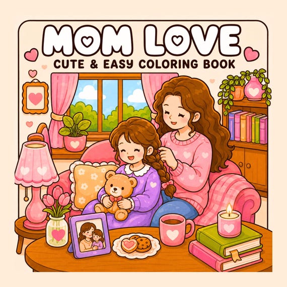 Dear Moms Cozy Coloring Pages Bold Easy Coloring Book Cozy Moment Coloring Pages Printable Instant Download Adult Coloring Book
