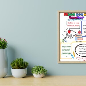 Teacher Thank You Printable PDF Kids Coloring and Writing Page Activity ...