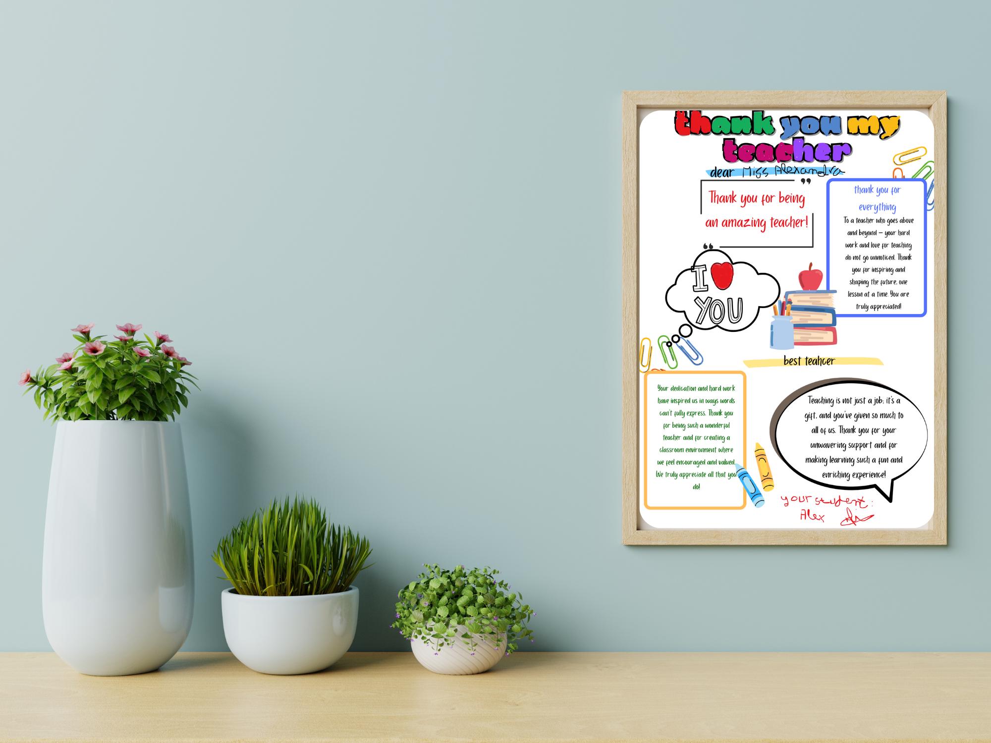 Teacher Thank You Printable PDF Kids Coloring and Writing Page Activity ...