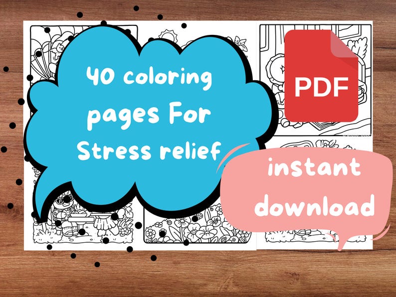 Cozy cottagecore coloring book page featuring relaxing nature landscape, cute forest home, whimsical flowers and plants, bold easy coloring pages for adults and teens, printable instant download PDF, calming woodland illustration, stress relief coloring activity, peaceful outdoor aesthetic, thick line art for markers, comfy cozy vibes, mindfulness coloring book, relaxing self care art, fantasy forest coloring page, cute nature inspired designs