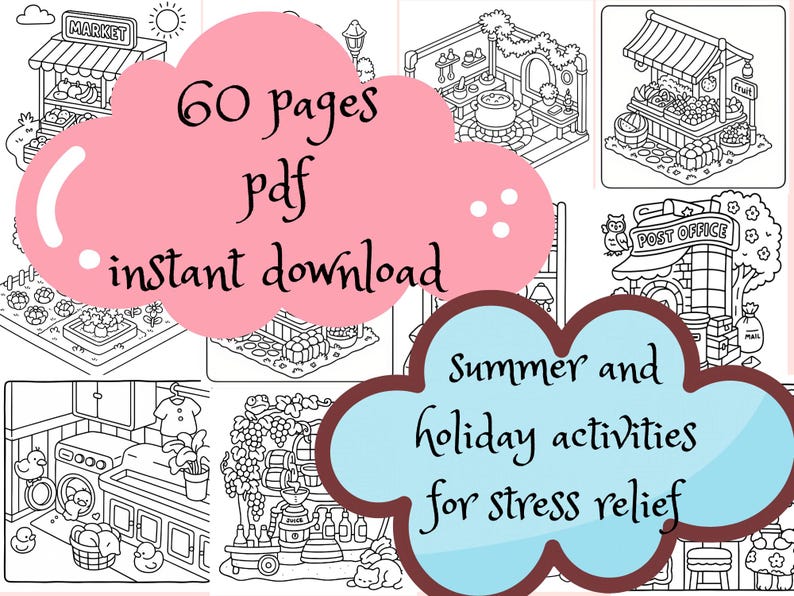 Cozy Corner Coloring Book Cute Easy Coloring Pages for Adults Relaxing ...