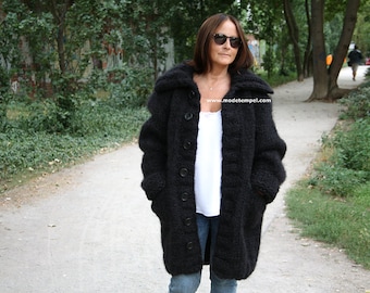 Jacke cardigan handgestrickt  mohair NUR AUF BESTELLUNG