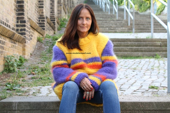 Pull Pull Gilet super kid mohair tricot la main POUR COMMANDE