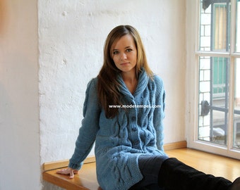 Cardigan  hand knitting 100% alpaca wool FOR ORDER ONLY