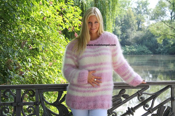 Sweater Super Kid Mohair Hand Knitted 
