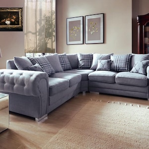 Elegant VERONA 5 seater Corner Sofa - Modern L-Shaped Sofa for Living Room - Comfortable Upholstered Couch - Stylish Seating Solution