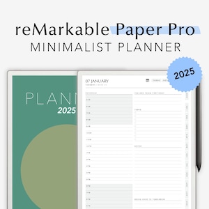 reMarkable Paper Pro Daily Planner 2025, Digital Template, reMarkable Yearly Journal To Do Notebook for eInk Tablets