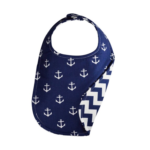 Anchor/Blue Chevron Reversible Phoebe Bib