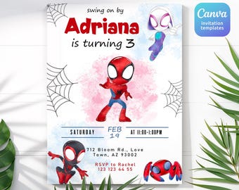 Printable boy birthday invitation, Superhero Birthday invite, Spidey Friends invitation, Spiderman Birthday Party invite, Super Hero
