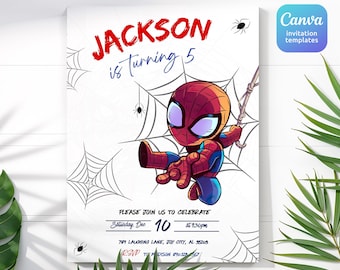 Printable Boy Birthday Invitation, superhero birthday invite, spidey friends invitation, spiderman birthday party invite, super hero