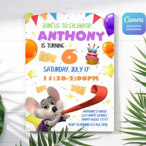 Chuck-E-Cheese Editable Invitation, Printable Birthday Invite, mouse invitation, Instant Download, Birthday Invite template