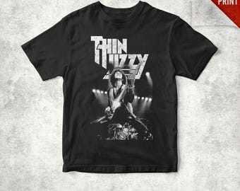 Vintage Phil Lynott Graphic Tee Retro Rock Band T Shirt for Thin